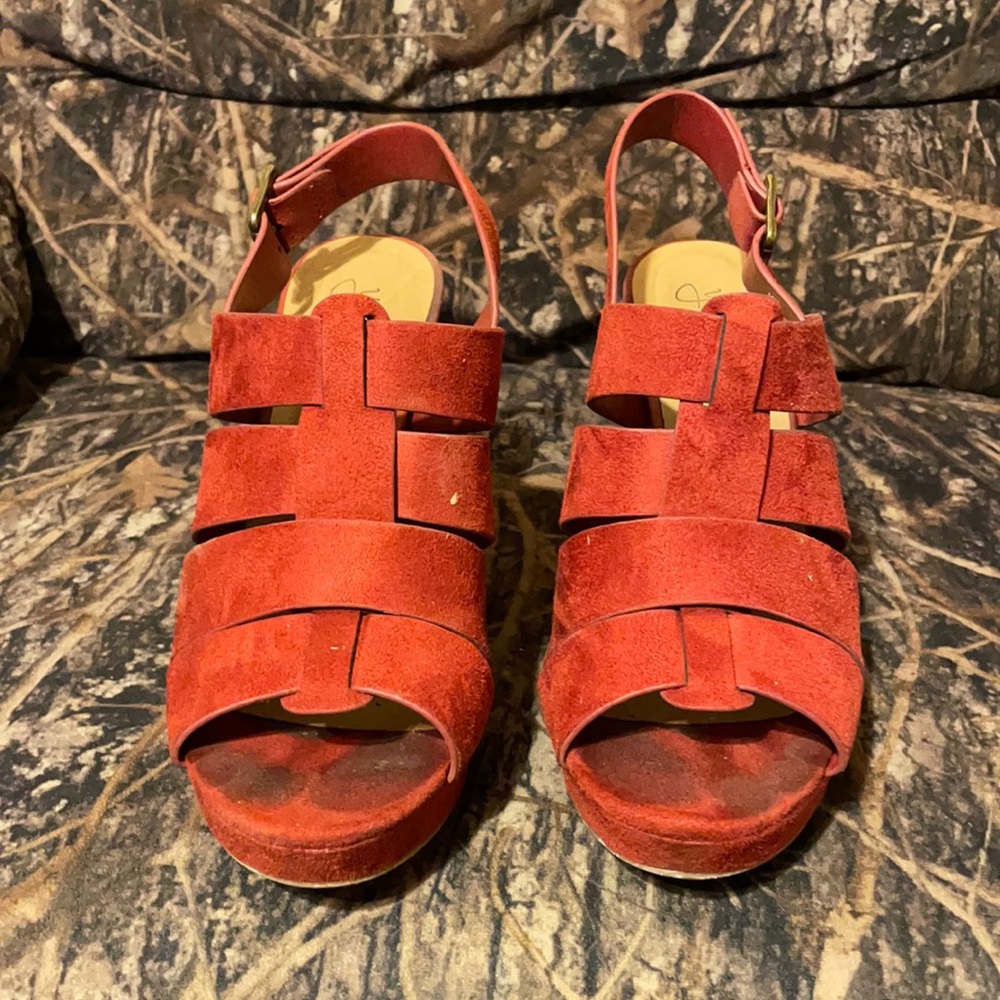 Dark red velvet heels